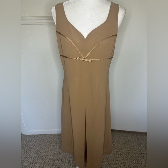 Annex vintage  Tan Sleeveless Dress with Bow size 8 NWT - Picture 1 of 10